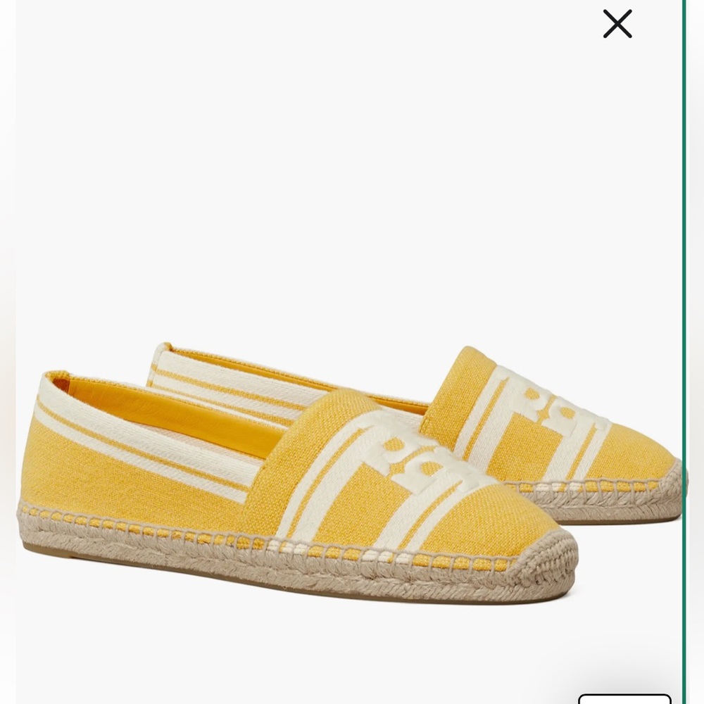 Tory Burch Yellow and White Espadrilles